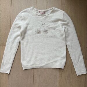 Bonpoint Girl White Crew Neck Cashmere Sweater. Size 8-10 years old